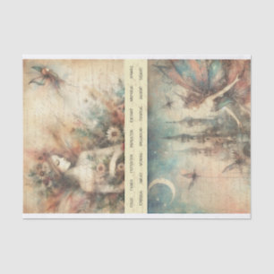Papel De Seda Mídia mista artista Vintage Fairy Art Diário