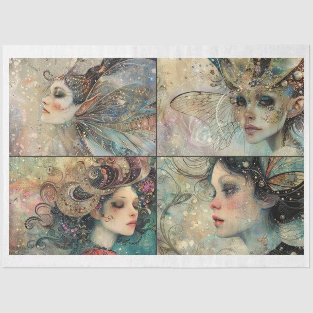 Papel De Seda Mídia Mistura De Fadas Quimáticas Enfrentando-Se (Frente )