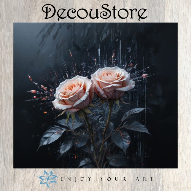 Papel De Seda Midnight Elegance: Pink Roses Decoupage (Criador carregado)