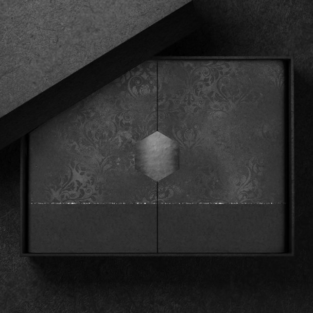 Papel De Seda Midnight Onyx Romance | Black Satinge Damask (Criador carregado)