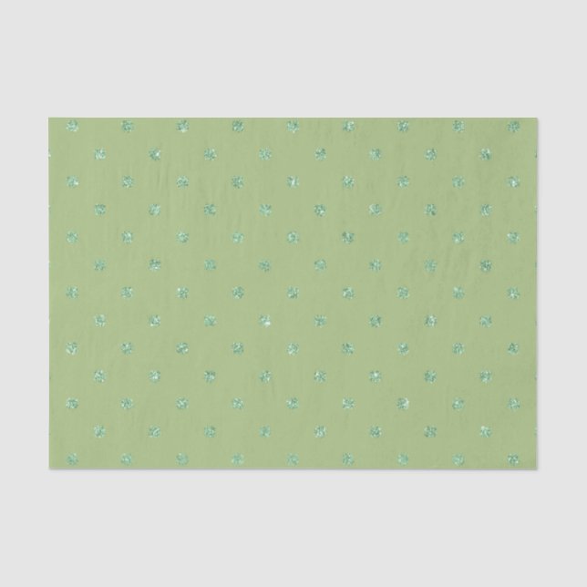 PAPEL DE SEDA MILHARES DE GELO IRLANDÊS VERDE OLHAM BOLINHAS (Frente )