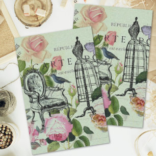 Papel De Seda minhoca vintage moderna borboleta rosa