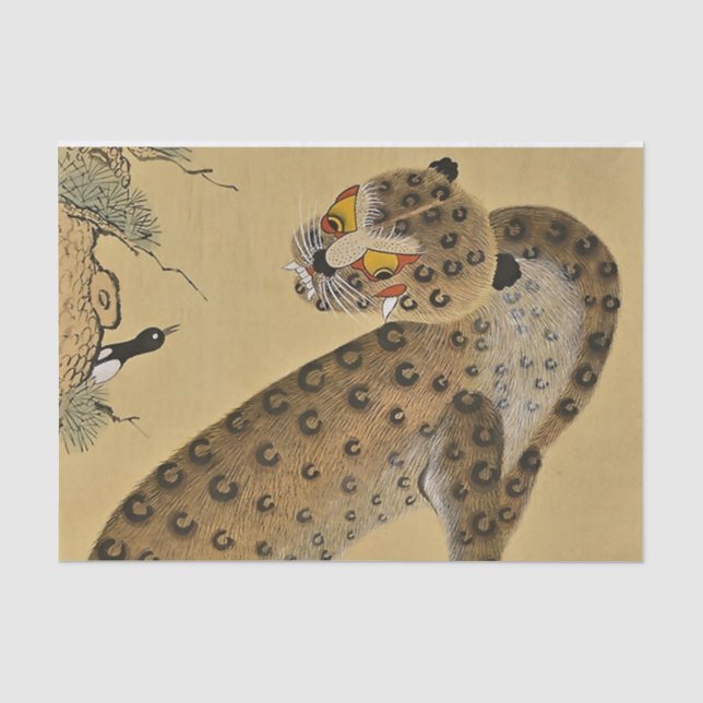 Papel De Seda Minhwa do Tigre Malhado com Pega (Frente )