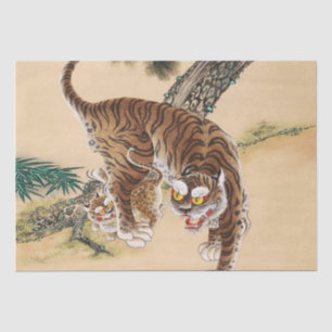 Papel De Seda Minhwa Tigre Feio Coreano