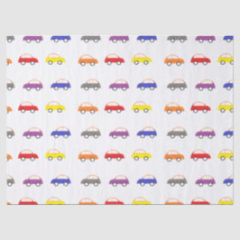 Papel De Seda Mini carros multicoloridos no branco