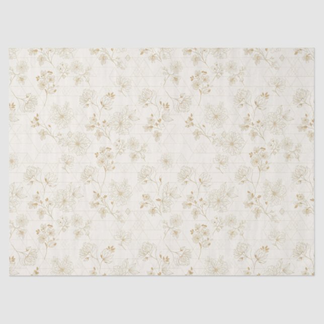 Papel De Seda Minimal Botanical Line Art Pattern (2) (Frente )