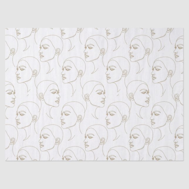 Papel De Seda Minimal Female Face Line Pattern (2) (Frente )
