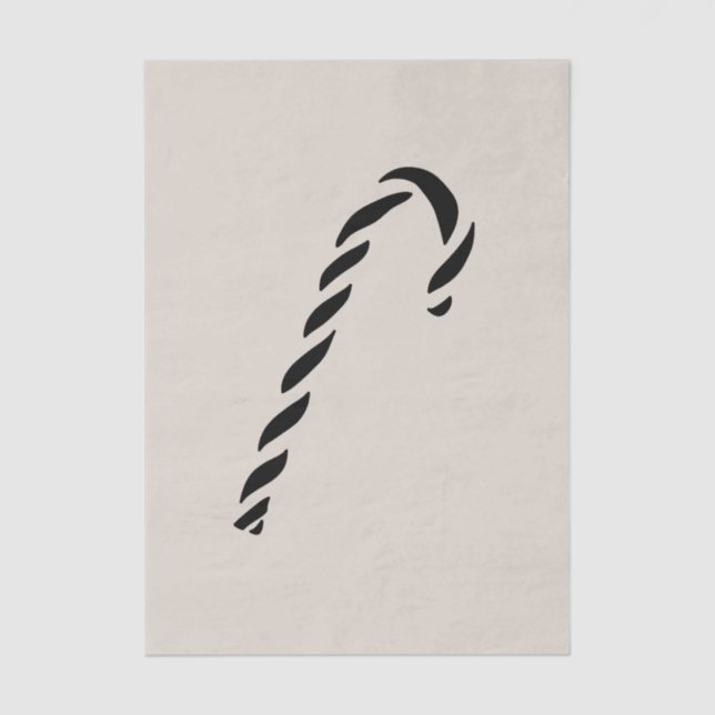 Papel De Seda Minimalist Black Christmas Candy cane (Frente )