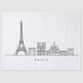 Papel De Seda Minimalist Paris Skyline Line Art