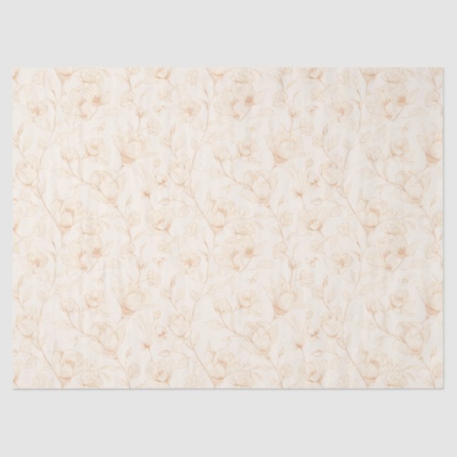Papel De Seda Minimalista Botânica Neutra (Frente )