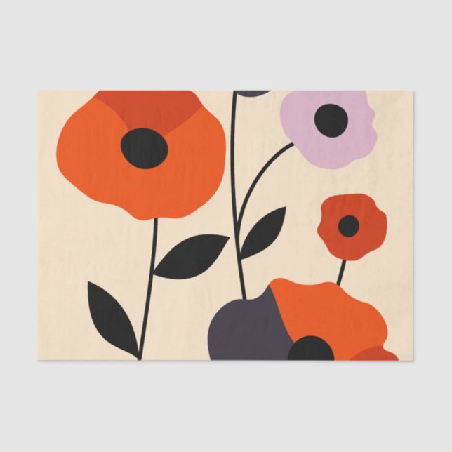 Papel De Seda Mínimo de Poppy Bloom (Frente )