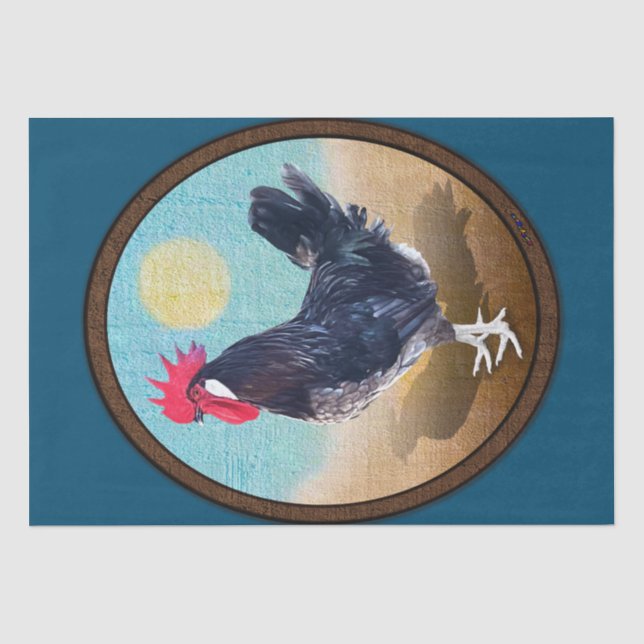 Papel De Seda Minorca Rooster Vintage Oval (Frente )