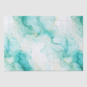 Papel De Seda Mint Aqua Glam Elegante Dourado Marble