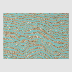 Papel De Seda Mint Dourado Faux Glitter Zebra