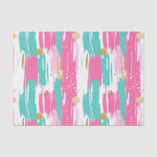 Papel De Seda Mint, Rosa, Branco E Dourado Traços De Abstrato