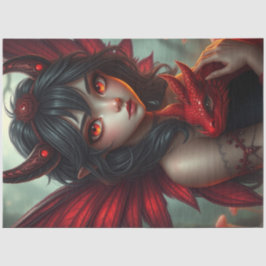 Papel De Seda Misterioso Dragão Gótico Fada