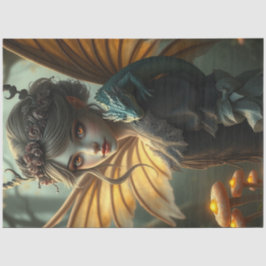 Papel De Seda Misterioso Dragão Gótico Fada