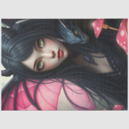 Papel De Seda Misterioso Dragão Gótico Fada