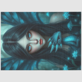 Papel De Seda Misterioso Dragão Gótico Fada