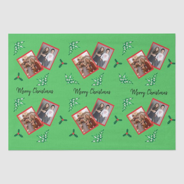 Papel De Seda Mistletoe Holly Berries 2 fotos (Frente )