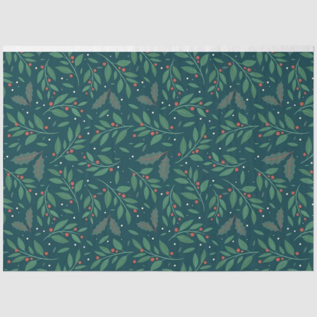 Papel De Seda Mistletoe Holly Charm Tissue Paper (Frente )