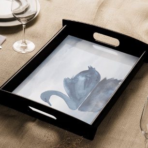 Papel De Seda Mistura Reflexões Moody Dusty Blue Swan no lago