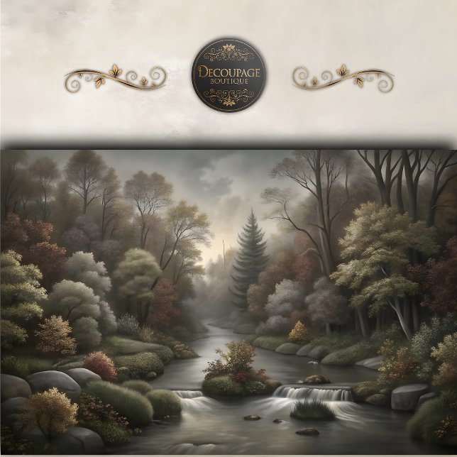 Papel De Seda Misty Woodland River Cascade Decoupage (Misty Woodland River Cascade Decoupage Tissue Paper)