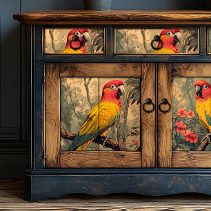 Papel De Seda Mobiliário Vitoriano de Cenoura Vermelho e Amarelo