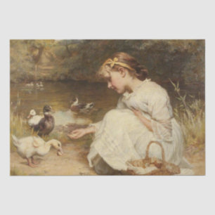Papel De Seda Moça alimentando patos (por Frederick Morgan)
