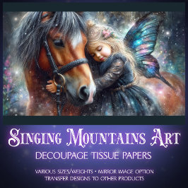 Papel De Seda Moça de Fada Mística e Decoupage de Cavalo