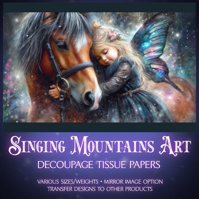 Papel De Seda Moça de Fada Mística e Decoupage de Cavalo (Criador carregado)