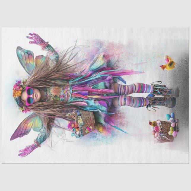 Papel De Seda Moça de Páscoa Vestida Vibrante e Desarticulada (Frente )