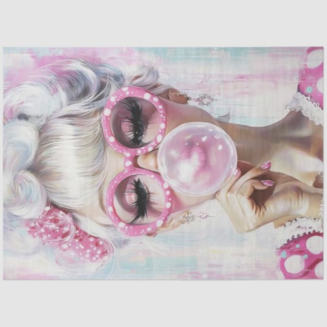 Papel De Seda Moça de Pop de Arte de Desentupimento Goma-Bolha R (Frente )