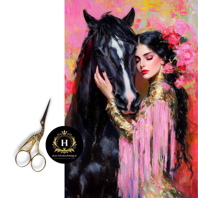 Papel De Seda Moça Romântica e Decominação de Cavalos Negros (Criador carregado)