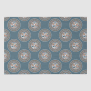 Papel De Seda Mocha e Abstrato Teal - Bolinhas de Ênfase Mandala