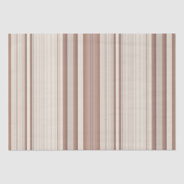 Papel De Seda Mocha Orange Brown e Cream Stripes (Frente )