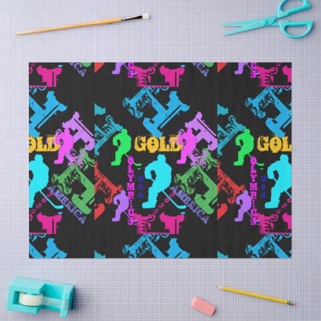 Papel De Seda Mochila impressa de hóquei olímpico (Arte )
