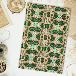 Papel De Seda moda cinzenta arte deco ouro esmeralda verde