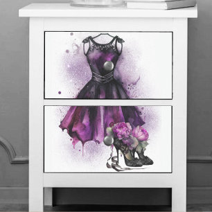 Papel De Seda Moda do gótico Vestido roxo com salto alto