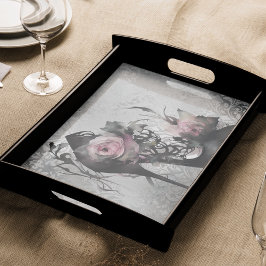 Papel De Seda Moda Gótica Stiletto Heel com Rosas Rosa Mauve