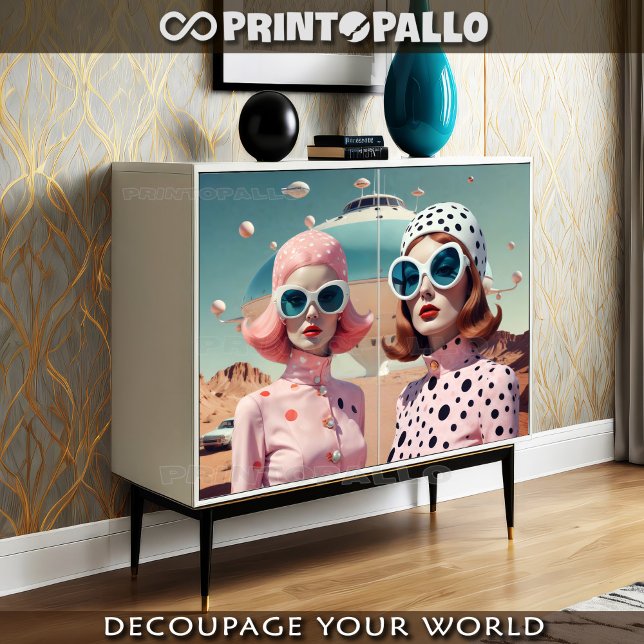 Papel De Seda Moda retrofuturista de ficção científica casal de  (Criador carregado)