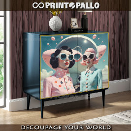 Papel De Seda Moda retrofuturista de ficção científica para mulh