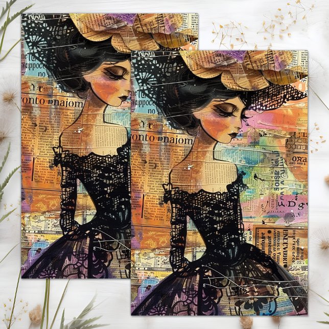 PAPEL DE SEDA MODA VINTAGE MULHER DECOUPAGEM (VINTAGE FASHION WOMAN DECOUPAGE TISSUE PAPER)