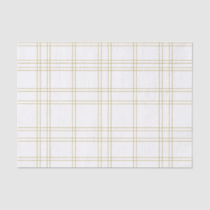 Papel De Seda Moda Xadrez Branco e Dourado Estampa