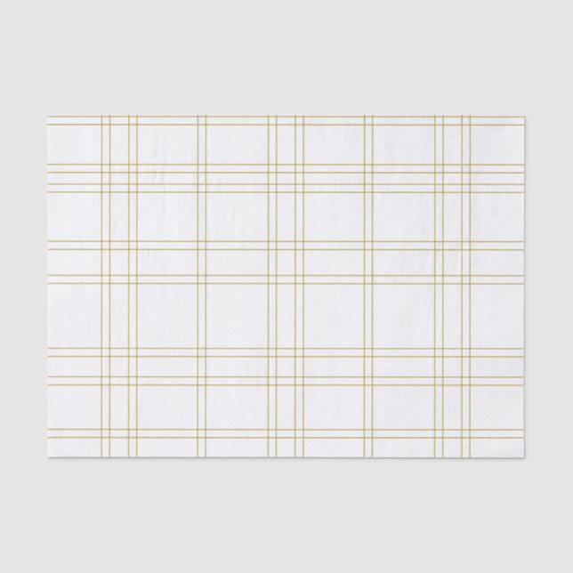 Papel De Seda Moda Xadrez Branco e Dourado Estampa (Frente )