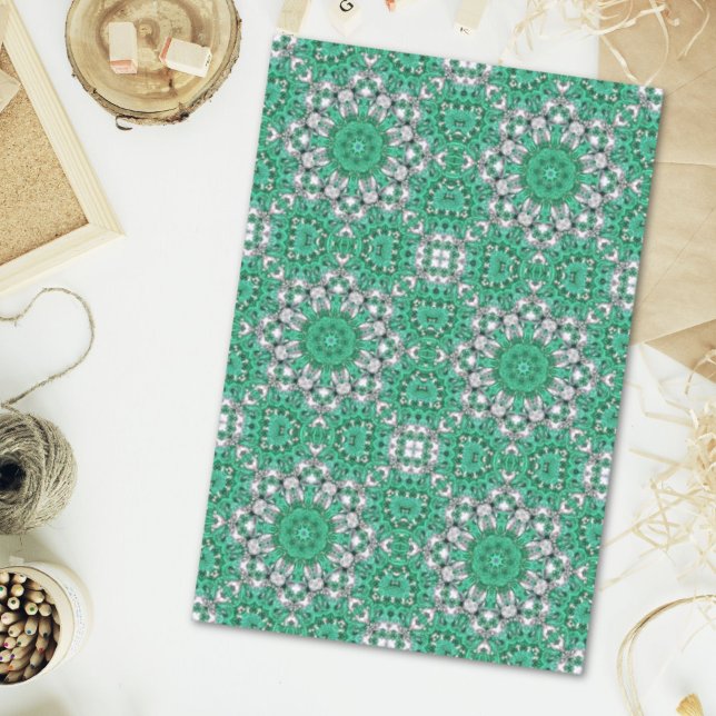Papel De Seda modelo boho chic bohemian emerald green (boho chic bohemian pattern emerald green tissue paper)