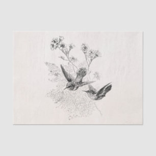 Papel De Seda Modelo dos pássaros da antiguidade do colibri do