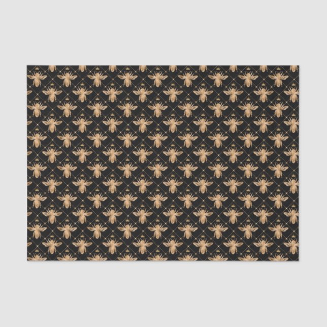 Papel De Seda modelo em película das abelhas de ouro elegantes (Frente )