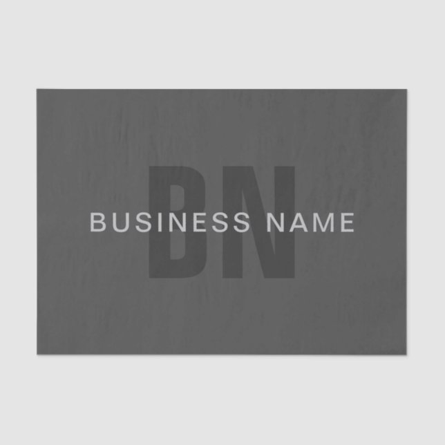 Papel De Seda Modelo Monograma Editável Cinza (Frente )