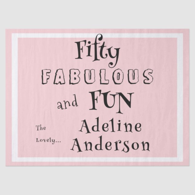Papel De Seda Modern 50 and Fabulous Pink 50th Birthday Party (Frente )